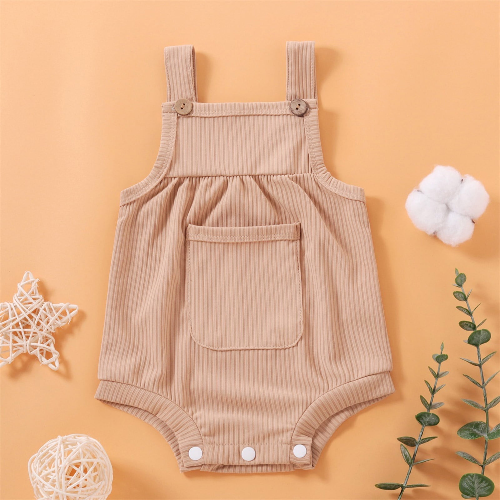 Gubotare Baby Bodysuit Girl Fall Baby Boy Plaid Shirt Romper Cotton Long Sleeve Button Down Top with Pocket Casual Shirt,Coffee 3-6 Months