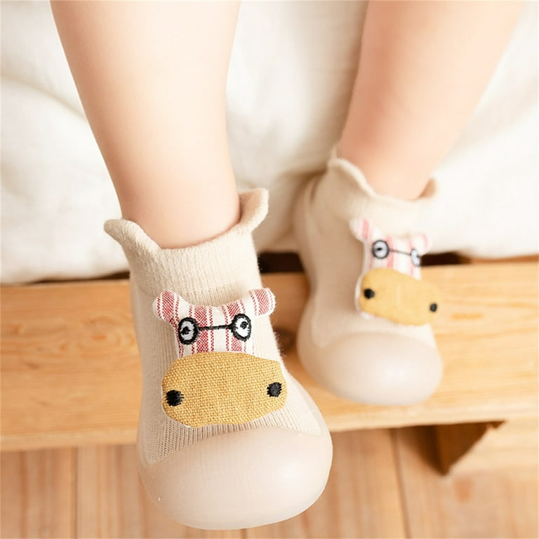 Gubotare Baby Booties Girl Baby Girls Boys Cotton Booties Winter Warm Cozy  Slippers Toddler Non-Slip Ankle Boots First Walker Crib House Socks  Shoes,Khaki 18 Months 