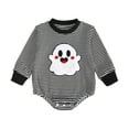 thumbnail image 1 of Gubotare Baby Boy Bodysuits Baby Girls' Cute Ghost Embroidery Waffle-Knit Striped Long Sleeve Bodysuits(Black,3-6 Months), 1 of 4