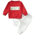 thumbnail image 1 of Gubotare Baby Boy Christmas Outfit Newborn Toddler Baby Boy Clothes Outfit Long Sleeve Tops+Pants 2PCS Fall Winter Pullover Sweatshirts Sets 0 6 Months (Watermelon Red,0-6 Months), 1 of 9