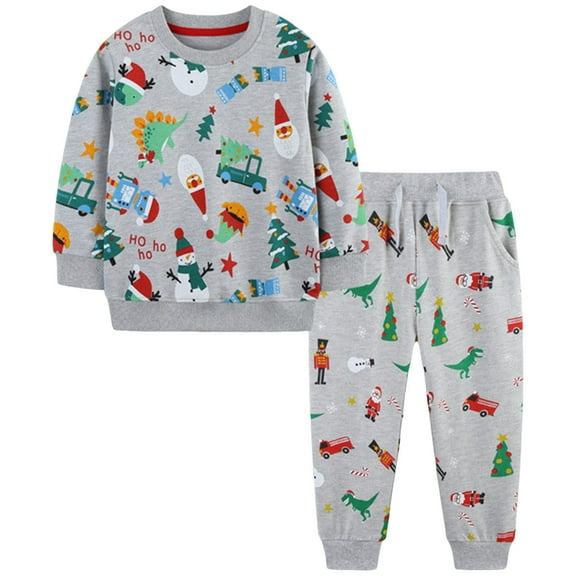 Gubotare Baby Boy Christmas Outfit Toddler Boy Clothes Long Sleeve Hoodie Sweatsuits Tops and Pants 2Pcs Boys Fall Winter Outfits Set 3T 4T (Grey,3-4 Years)