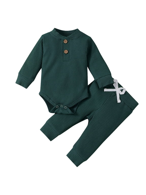 Baby Boy Clothes Sets 2Pcs Baby Boy Fall Gentleman Outfit Romper Dress Shirt with Bowtie + Suspender Pants Formal Suit Clothes Set 0 3 6 9 12 18 24 Months (Green,6-12 Months)