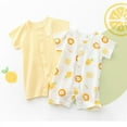 thumbnail image 1 of Gubotare Baby Boy Clothes Summer Baby Boys Romper Clothes Ruffle Sleeve Jumpsuit Ribbed Tops Floral Suspender Outfits (Yellow,3-6 Months), 1 of 5