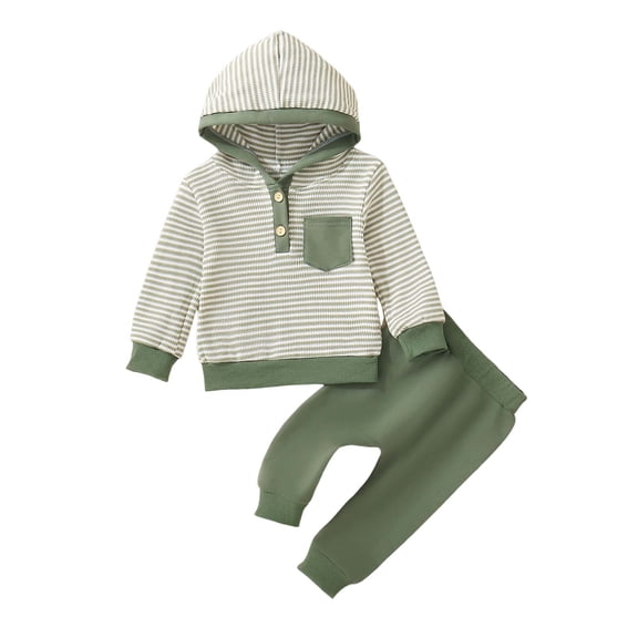 Gubotare Baby Boy Fall Clothes Boys Matching Sets Pullover Hoodie and Jogger Fleece Set for Boys 2 Piece Size 6 12 Months (Green,6-12 Months)