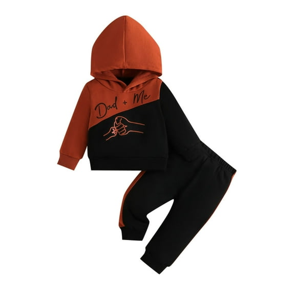 Gubotare Baby Boy Fall Outfits Boys Clothes 2 Piece Colorblock Hoodie Sweatshirts Top Sweatpants Fall Winter Boy Outfits Size 9 12 Months (Red,9-12 Months)