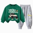 thumbnail image 1 of Gubotare Baby Boy Fall Winter Clothes Toddler Kids Solid Outfits Vehicle Long Sleeve Sweatshirt Tops + Joggers Pants Set Dark Green,Size 18-24 Months, 1 of 7