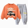 thumbnail image 1 of Gubotare Baby Boy Fall Winter Clothes Toddler Kids Solid Outfits Vehicle Long Sleeve Sweatshirt Tops + Joggers Pants Set Orange,Size 3-4 Years, 1 of 7