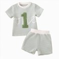 thumbnail image 1 of Gubotare Baby Boy First Birthday Outfit One Embroidery Waffle Tops Short Sets 1st Birthday Outfit Summer Clothes 6 12 18 M Green,Size 6-12M, 1 of 6