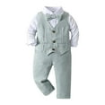 thumbnail image 1 of Gubotare Baby Boy Formal Outfit Toddler Boy Suit Formal Outfit Baby Dress Clothes Kids Set, Shirt & Pants & Bow Tie & Suspender 6 12 Months,(Mint Green 6-12 Months), 1 of 6
