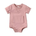 thumbnail image 1 of Gubotare Baby Boy Girl Bubble Romper Oversize Plain Crewneck T-Shirt Bodysuit Tops (Red,3-6 Months), 1 of 6