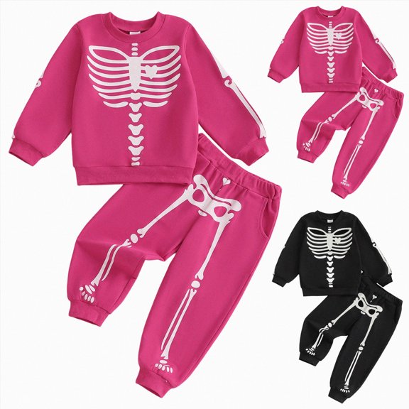 Gubotare Baby Boy Girl Halloween Outfit Skeleton Long Sleeve Sweatshirt Top Pants Set Cute Skull Toddler Clothes Fall Outfits