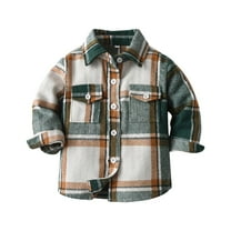 Gubotare Baby Boy Jacket Boys Plaid Jacket Kids Button Long Sleeve Autumn Coats Fashion Outerwear Jacket Size 6 12 Months (Light Green,6-12 Months)