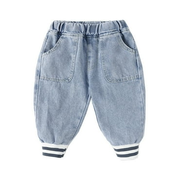 Gubotare Baby Boy Jeans Little Kid Jeans, Baby Boys Girls Elastic Waist Ripped Denim Pants 12 18 24 Months 2T 3T 4T 5T,Light Blue 18-24 Months