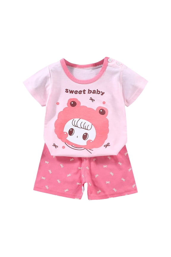 Baby Boy Nice Outfit Cute Baby Boy Stuff Matching Outfits For Boys Baby Boy Summer Clothes Short Sleeve Tops T-Shirt and Shorts Sets Cute 2Pcs Outfits (Pink, 18-24 Months)