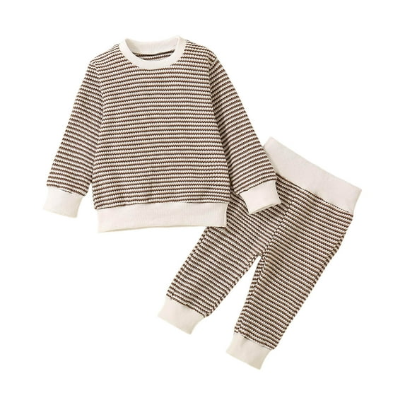 Gubotare Baby Boy Outfit Baby Boy Fall Winter Clothes Toddler Kids Outfits Long Sleeve Sweatshirt Tops + Joggers Pants Set Size 18 24 Months (Brown,18-24 Months)