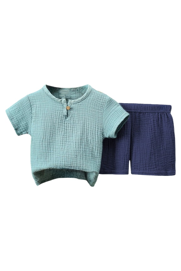 Baby Boy Outfit Boys' Active Shorts Set - 2 Piece Performance T-Shirt and Shorts - Athletic Clothing Set for Boys 12 18 Months (Blue,12-18 Months)