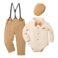 thumbnail image 1 of Gubotare Baby Boy Outfit Toddler Baby Boy Clothes Suit Gentleman Wedding Outfits Formal Dress Shirt/Bowtie/Vest/Suspender Pants 6 12 Months,(Khaki 6-12 Months), 1 of 5