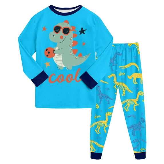 Gubotare Baby Boy Pajamas Kids Soft Tops Pants PJ Outfits 2pc Long Sleeve Shirts Pajamas Boys Girls Plain Lightweight Sleepwear Size 7-8 Years (Sky Blue,7-8 Years)