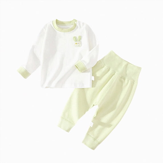 Gubotare Baby Boy Pjs Long Sleeve Toddler Pajama Set Boys Girls 2-Piece Breathable Comfort PJs Toddler Long Sleeve Pajama Set 3T 4T (Light Green,3-4 Years)