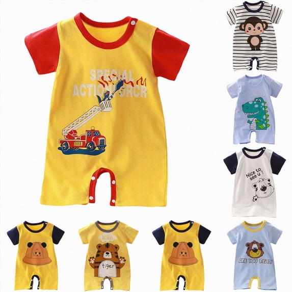 Gubotare Baby Boy Romper Newborn Baby Boy Girl Outfit Romper Jumpsuit One Piece Outfit Infant Summer Clothes 0 3 6 9 12 18 24 Months(Sky Blue,6-9 Months)