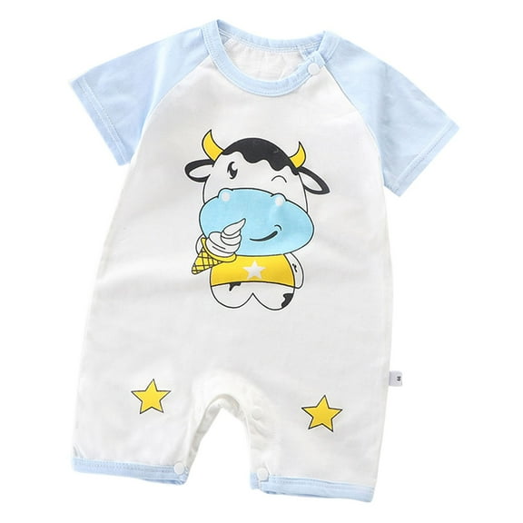 Gubotare Baby Boy'S Clothing Unisex-Baby Short Sleeve Romper Bodysuits Size 0-6 Months (Light Blue,0-6 Months)