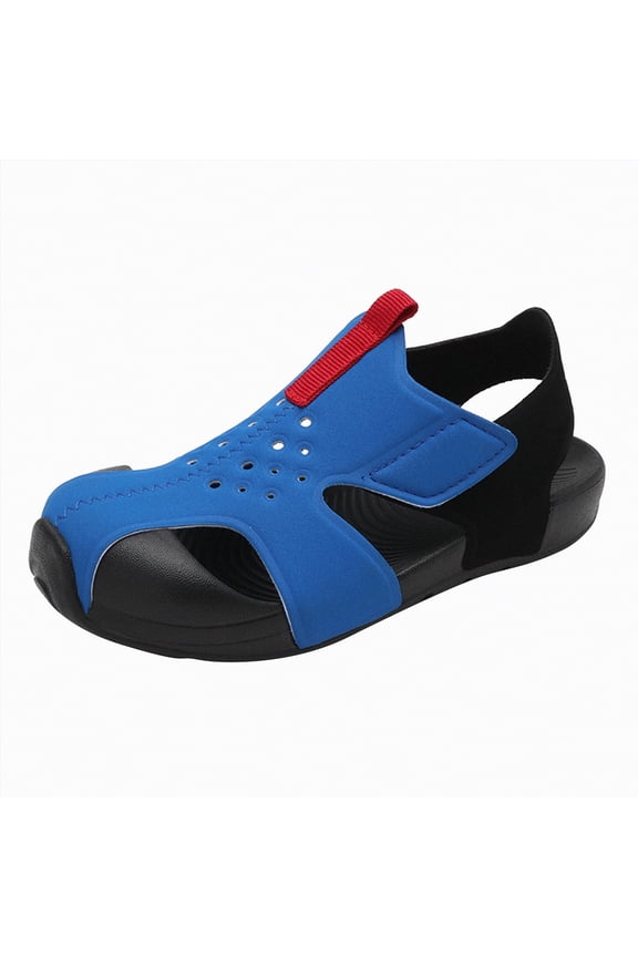 Baby Boy Sandals Baby Boys and Toddler Everyday Double Buckle Slide Sandals with Backstrap Size 8 (Dark Blue,Toddler 8)