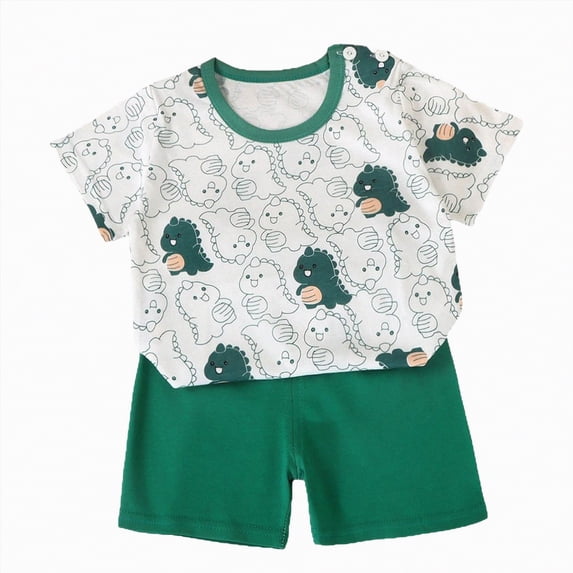 Gubotare Baby Boy Summer Clothes Newborn Toddler Baby Boy Hooded Summer Outfit T-Shirt Shorts Set Infant Clothes 3T 4T (Dark Green,3-4 Years)
