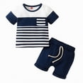thumbnail image 1 of Gubotare Baby Boy Summer Clothes Toddler Baby Boy Summer Clothes Short Sleeve T-shirt Shorts Two Piece Outfits 12 18 Months (Dark Blue,12-18 Months), 1 of 7
