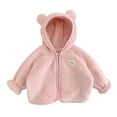 thumbnail image 1 of Gubotare Baby Boys Fleece Jacket Girls Sherpa Lined Full Zip Up Flannel Shirt Fuzzy Hooded Flannel Jacket with Hand Pockets Size 0 6 Months (Pink,0-6 Months), 1 of 5