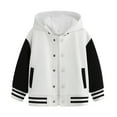 thumbnail image 1 of Gubotare Baby Boys Fleece Jackets Girls' Fleece Button Up Varsity Bomber Jacket Toddler to Big Kid Size 2T 3T,(White 2-3 Years), 1 of 3