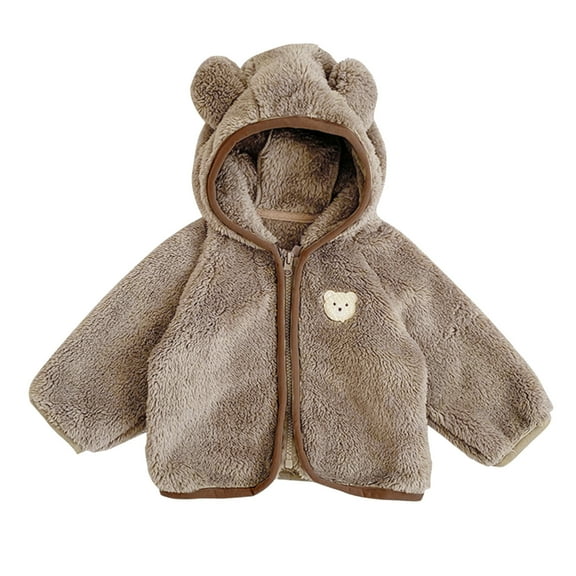 Gubotare Baby Boys Fleece Jackets Girls Full Zip Fleece Jacket Sherpa Outwear Coat Fall Winter Size 0 6 Months (Coffee,0-6 Months)