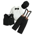 thumbnail image 1 of Gubotare Baby Boys Gentleman Outfit Baby Boys Pants Sets,Toddler Gentleman Outfits, Infant Long Sleeve Shirt + Pants + Bow Tie + Suspenders 6 12 Months,(Black 6-12 Months), 1 of 5