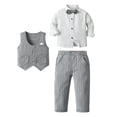 thumbnail image 1 of Gubotare Baby Boys Gentleman Outfit Toddler Boy Clothes Suit Gentleman Wedding Outfits Kids Formal Dress Shirt Bowtie Long Suspender Pants Overalls 12 18 Months,(Light Gray 12-18 Months), 1 of 9