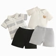 thumbnail image 1 of Gubotare Baby Boys Outfits Newborn Baby Boy Shorts Set Short Sleeve Striped Romper Tops + Shorts Infant Casual Summer Clothes 0 3 6 9 12 18 24 Months,Light Gray, 1 of 6