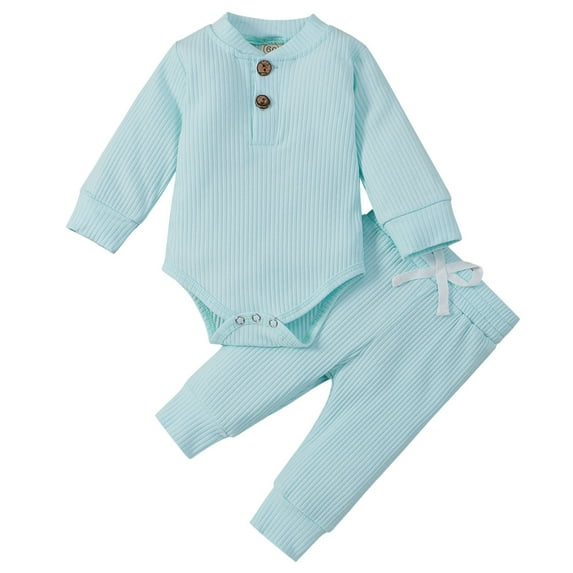 Gubotare Baby Boys Romper Clothes Set Baby Boy Clothes Letter Print Romper Pants Set Hat 3PC Outfits Set 0 3 6 9 12 18 24 Months (Blue,0-3 Months)
