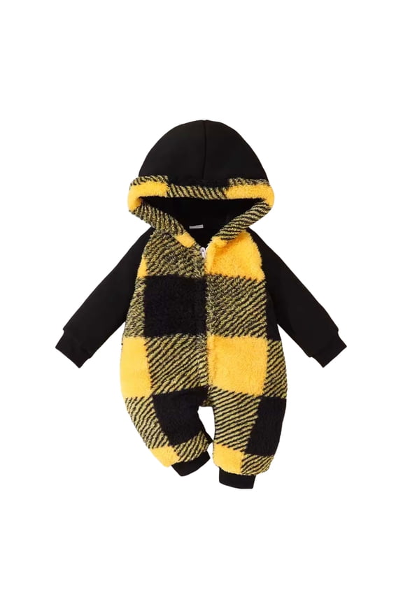Baby Boys Snowsuit Baby Girl Winter Fleece Snowsuit Coat Toddler Boy Jumpsuit Jacket Infant Clothes 12 18 Months (Black,12-18 Months)