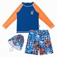 thumbnail image 1 of Gubotare Baby Boys'Swimwear Boys' UPF 50 2 Piece Long Sleeve Rash Guard Shirt and Comfort Liner Swim Trunk Swimwear Set 3T 4T (Blue,3-4 Years), 1 of 9