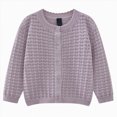 thumbnail image 1 of Gubotare Baby Cardigan Toddler Baby Girl Boy Knit Sweater Cardigan V Neck Color Block Button Up Sweaters Fall Winter Clothes 1T 2T (Purple,1-2 Years), 1 of 5