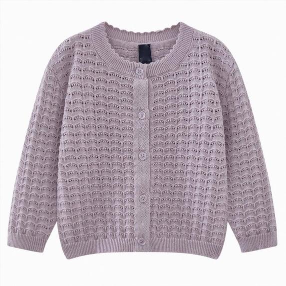 Gubotare Baby Cardigan Toddler Baby Girl Boy Knit Sweater Cardigan V Neck Color Block Button Up Sweaters Fall Winter Clothes 1T 2T (Purple,1-2 Years)