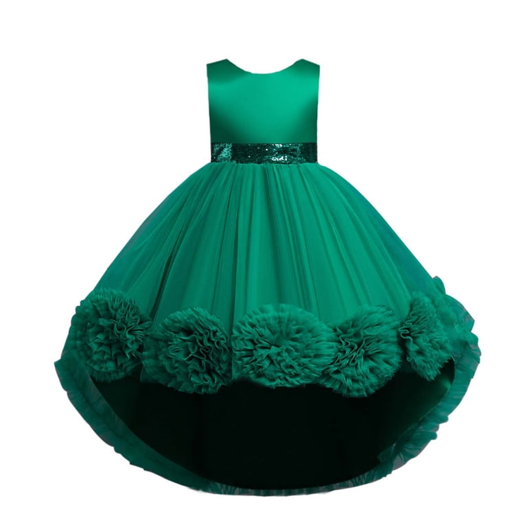 Gubotare Baby Christmas Dress Girl Girl Embroidery Strapless Shoulder Lace Princess Pageant Dress Prom Ball Gown Size 3T 4T(Green,3-4 Years)
