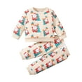 thumbnail image 1 of Gubotare Baby Christmas Outfit Boy Romper Baby Long Sleeve Sweatshirt and Pant Set Toddler Winter Baby Boy Girl Clothes 2-Piece Outfits 3 6 Months (Beige,3-6 Months), 1 of 7