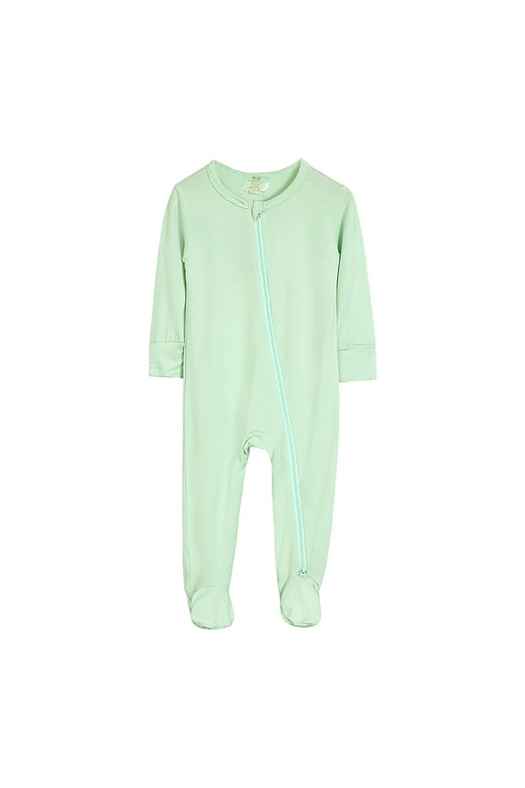 Baby Clothes Baby One-Piece Footies Long Sleeve Sleep and Play Boys Girls Zip Front Romper Jumpsuit 0 3 6 9 12 18 24 Months (Light Green,18-24 Months)