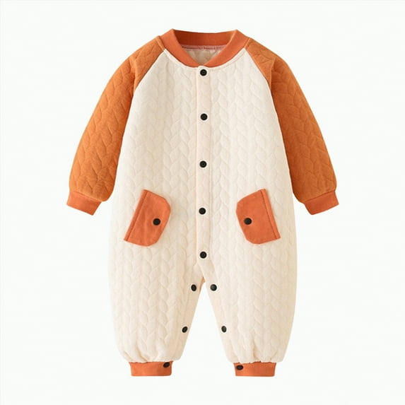 Gubotare New Born Clothes Baby Boy Newborn Baby Boy Girl Outfit Long Sleeve Knit Romper Jumpsuit Clothes 0 3 6 9 12 18 24 Months (Orange,6-9 Months)