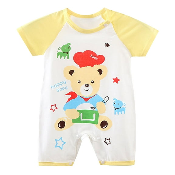 Gubotare Baby Clothes Boy Baby Boy Girl Short Sleeve Rompers Comfy Summer Jumpsuit Size 0-6 Months (Yellow,0-6 Months)