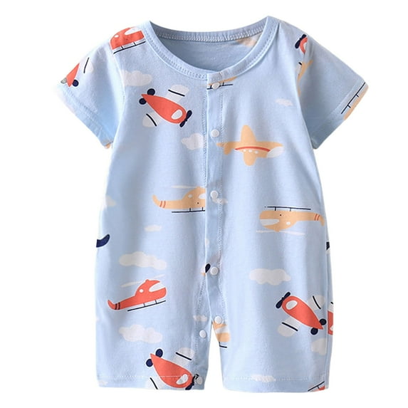 Gubotare Baby Clothes Boy Summer Baby Boy Girl Short Sleeve Rompers Comfy Summer Jumpsuit Size 6-12 Months (Sky Blue,6-12 Months)