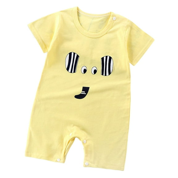Gubotare Baby Clothes for Boys Unisex Baby Buttery-Soft Short Sleeve Romper Jumpsuits Sleep and Play Size 6-12 Months (Light Yellow,6-12 Months)