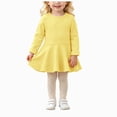 thumbnail image 1 of Gubotare Baby Dresses for Girls Ruffled Flannel Baby Girls Long Sleeve Midi Dress Solid Color 9 12 Months (Yellow,9-12 Months), 1 of 7