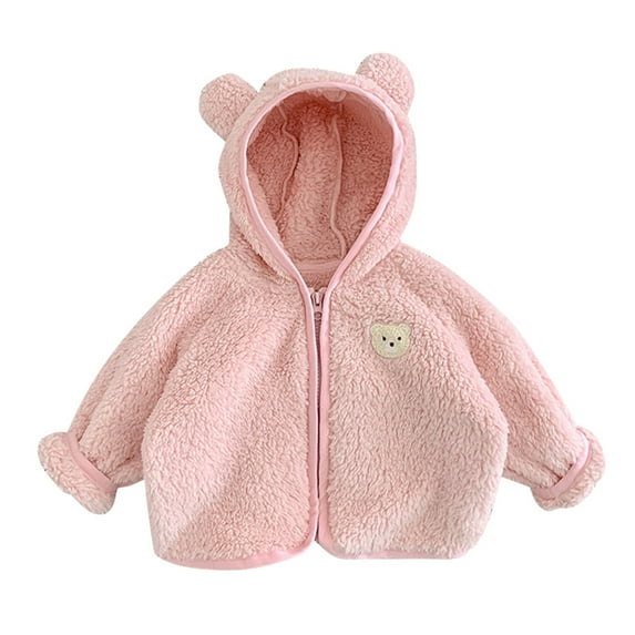 Gubotare Baby Fleece Jacket Zipper Girls Fleece Jacket Sherpa Outwear Coat Fall Winter Size 12 18 Months (Pink,12-18 Months)