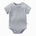 thumbnail image 1 of Gubotare Baby Girl Bodysuit Short Sleeve Newborn Infant Girl Romper Bodysuit Jumpsuit Casual Clothes One Piece Outfit 0 3 6 9 12 18 24 Months (Grey,3-6 Months), 1 of 4
