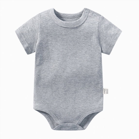 Gubotare Baby Girl Bodysuit Short Sleeve Newborn Infant Girl Romper Bodysuit Jumpsuit Casual Clothes One Piece Outfit 0 3 6 9 12 18 24 Months (Grey,3-6 Months)
